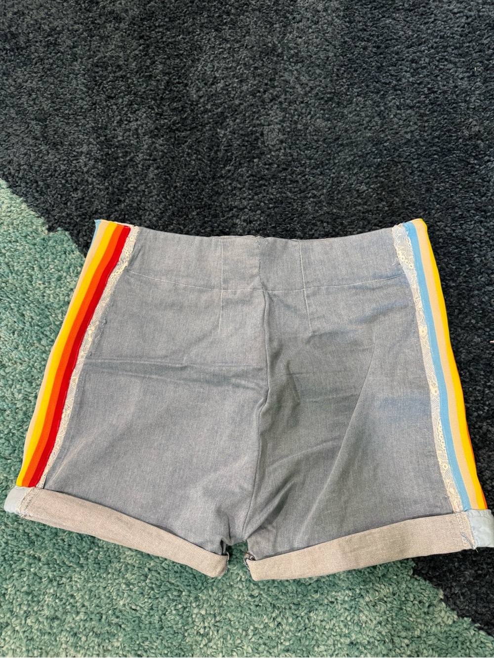 Fashion Nova Jean Shorts Rainbow Retro Stretchy high waist